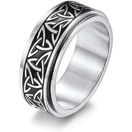 Anxiety ring Knot Spinner Ring for Men Women fidget ring Stress Relieving Tool for Anxiety (Silvery, 7)