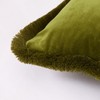 JUSPURBET Pack of 2 Olive Green Decorative Fringe Velvet Throw