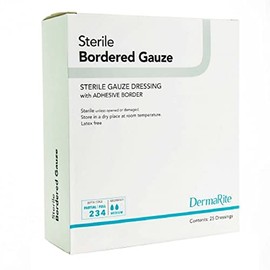 Dermarite Industries Sterile Bordered Gauze Dressing, 4x5, 25 Count