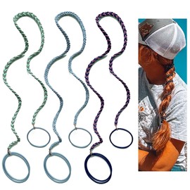 Hair Ties for Sports, Elastic Hair tie 25 inch Longhairs Ponytail Holders, Colorful Braided Pony Tail Wrap for Wind and Water 3 Packs B