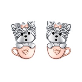 HOOHWE 925 Sterling Silver Stud Earrings for Women Cat / Otter Stud Earrings Hypoallergenic Animal Jewellery Gift for Girls Children Women, Sterling Silver