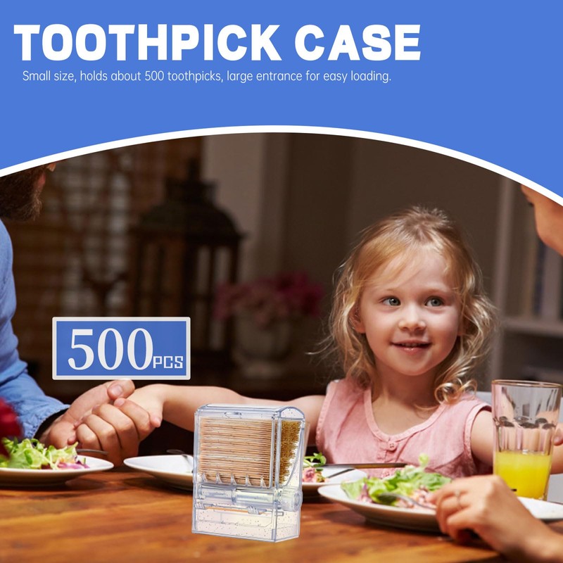 Lucxhcky 2Pcs Toothpick Holder Clear Toothpick Dispenser Automatic Toothpick Dispenser,