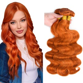 Color 350 Human Hair Bundles Ginger Body Wave Bundle 16 16 16 inch Same Length 3 Bundles Ginger Copper Hair Extensions