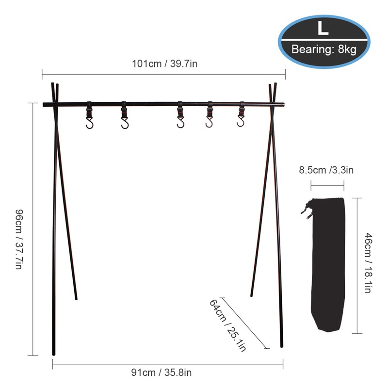 Outdoor Cookware Hanging Rack Triangular Pot Pan Camping Light Tools
