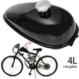 FVRITO Metal 4L 1.06 gallons Gas Fuel Petrol Tank with Cap Spark Plug Petcock Fuel Line Filter for 2 stroke 49cc 60cc 66cc 80cc Engine Motorized Bicycle Bike Motor Motorcycle