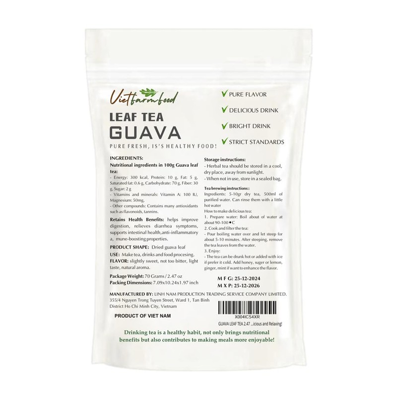 GUAVA LEAF TEA 2.47 Oz (70g) VIETFARMFOOD: 100% Pure Convection