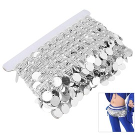 10 Yards Tassel Belt Waist Chain Belly Fashion Belt Belly Dance Tassel Belt Round Coin Hip Scarf for Women and Girls (Silver), silver