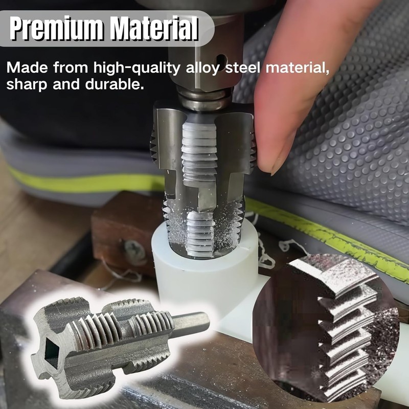 Electric Drill Compatible PVC Pipe Threader Kit, PVC Pipe Threader