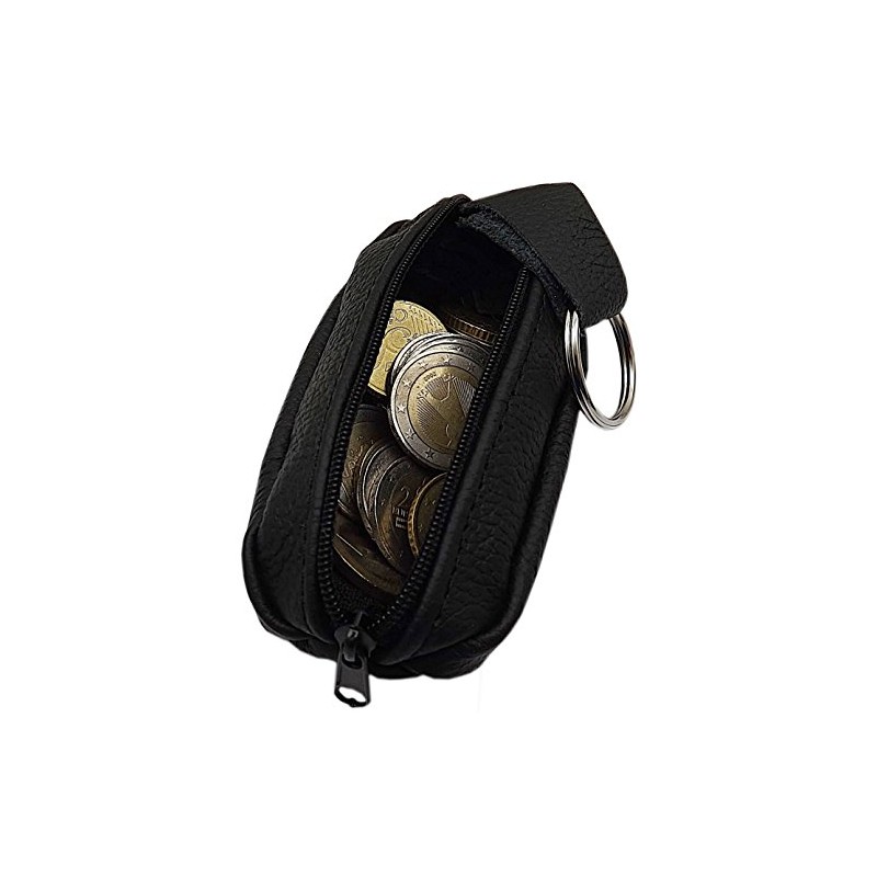 GENUINE LEATHER KEY BAG 1 Compartment in Black Made in