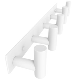 VAEHOLD Hat and Coat Wall Mount Rack - Hooks for Robes, Bags, Keys, and Towels - Bathroom Towel Hanger Organizer (White, “T“ Shape 5 Hooks 1 Pack)