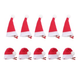 Lurrose 10pcs Santa Hat Hair Clip Christmas Hair Clips Mini Santa Hat Christmas Hair Barrettes Costume Headpiece Photo Props Chritmas Party Favor Gifts Decoration (Red)