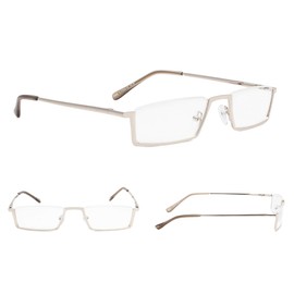 Gr8Sight 3-Pack Half-Rim Reading Glasses with Spring Hinges Silver +3.0