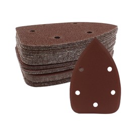 Cjueiom 50 Pcs Mouse Detail Sander Sandpaper Assorted, 5 Hole Mouse Sandpaper Hook and Loop Sander Pads, 40/60/80/120/240 Grit Palm Sander Paper Sanding Sheets for 140mm Sanding Machine