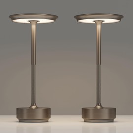 TBBGA 2 Pack Rechargeable Cordless Table Lamps, Portable 5000mAh Battery Table Light, 3 Color Stepless Dimming LED Table Light with Memory Function, for Outdoor/Dinner/Patio/Restaurant.(Light Cafe)