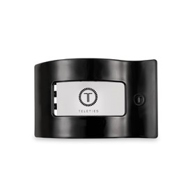 TELETIES - Large Flat Rectangle Clip - For Thick Hair - For Lounging, Travel, Yoga, & More - Strong Grip, Bendable Teeth, Comfortable Lay-Back Design - All Hair Textures - Jet Black