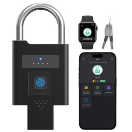 Fingerprint Padlock,Heavy Duty Smart Padlock with Key, Waterproof Bluetooth App Control,Outdoor Gate Lock for Fence, Shed, Storage, Gym Locker