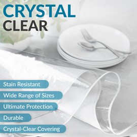 Violet Linen Heavy Duty Clear Vinyl Plastic Transparent Tablecloth Protector, 100% Waterproof, Oil Spill Proof, Vinyl Table Protector Crystal Clear, Clear, 60 inch Round, Tablecloth Cover