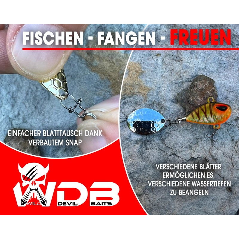 Wild Devil Baits Multi Tail Spin Jig Lead Head Spinner