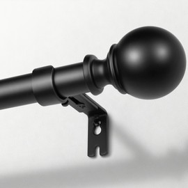 Zeerobee Curtain Rods for Windows 144 to 168, 1 Inch Adjustable Heavy Duty Black Curtain Rod, Outdoor Indoor Room Divider Modern Drapery Pole, 144-168"