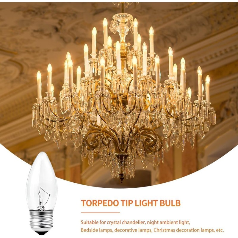 SCOMX 40W Incandescent Equivalent Energy Torpedo Tip Chandelier with Crystal