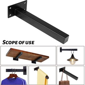 Pack of 4 Shelf Brackets Heavy Duty Shelf Brackets Black Shelf Console Heavy Duty Support Floating Shelf Bracket Wall Shelves Made of Black Iron for Manual Custom Shelf (8 Inches)