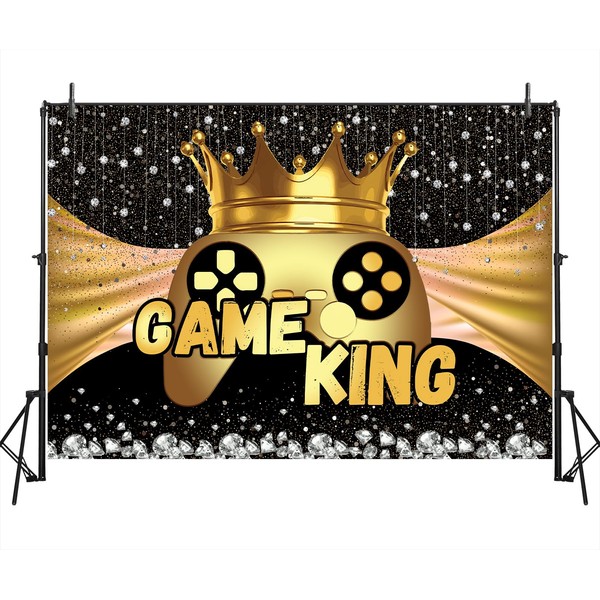 Game On Birthday Backdrop Game King Backdrop 7x5ft Gold Black