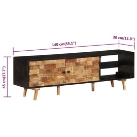vidaXL TV Stand - Unique Design, Durable, Rough Mango Wood and Solid Acacia Construction, Convenient Storage, Ideal for Living Room and Bedroom