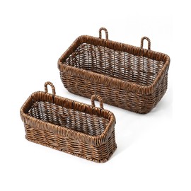 AceList Wall Hanging Basket, Boho Style Hand-Woven Hanging Storage Baskets - Set of 2, Ideal for Boho Room Decor, Kitchen, Garden, and Living Room(Brown)