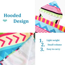 Chickwin Bath Towels Bath Towel Children, Microfibre Hooded Towel Bath Poncho Beach Towel Children Ultra Soft and Absorbent, Bathrobe Girls for Boys Surf Poncho (60 x 80 cm, Pink Jellyfish)