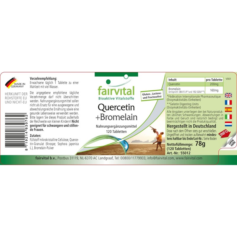 Quercetin Plus Bromelain - 120 Tablets - Vegan - Synergistic
