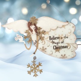 Snowflake Angel Christmas Ornament, Shabby Chic Cottage Holiday Décor, Metallic Farmhouse Tree Decorations by Christmas Market Ornaments - Believe in The Magic