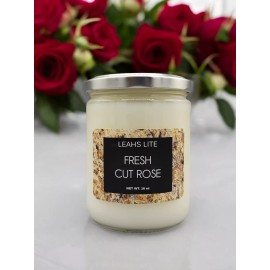Leah's Lite Wood wick * fresh cut ROSE * 16oz * scented Leah's Lite Candle
