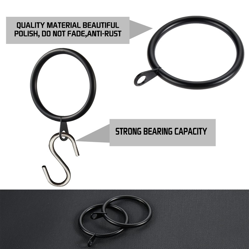 Kinsinder 60 Pieces Metal Curtain Rings, Rings for Curtain Rods