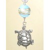 Silvery Turtle with Cobalt Blue Heart Art Glass Ceiling Fan