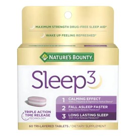 Melatonina 10mg y L-Teanina Natures Bounty Sleep3 60 Cápsulas Veganas                                                                                 
