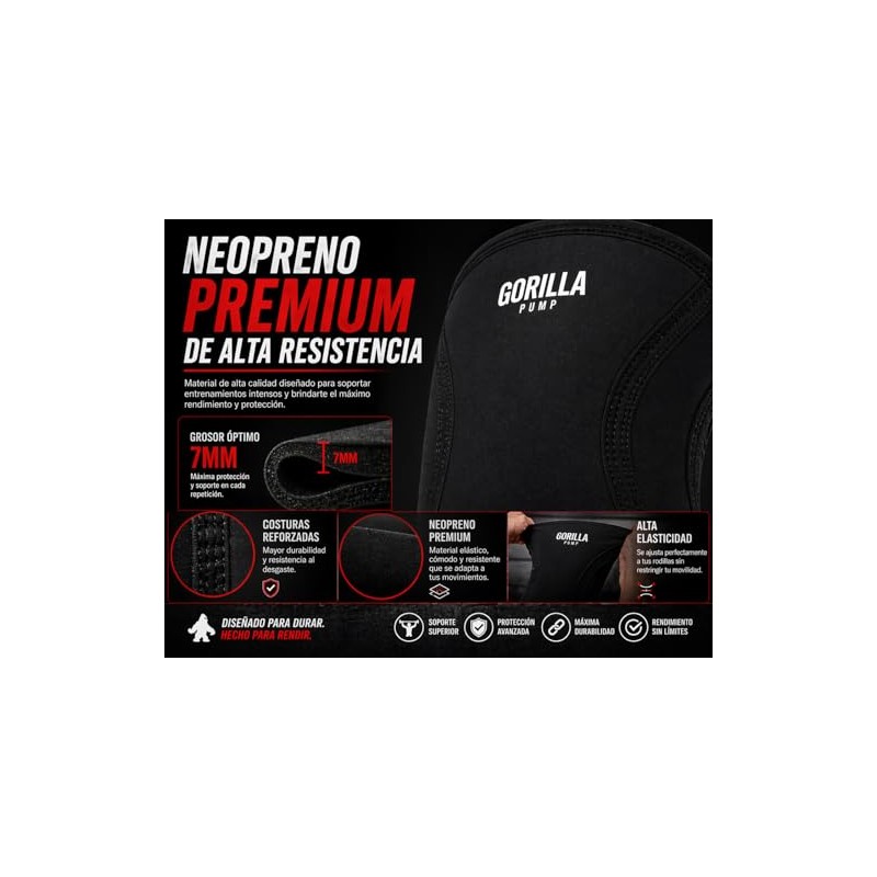 Rodilleras de Neopreno 7mm para Gym y Crossfit - Talla