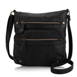 Angel Barcelo Womens Soft Leather Handbag Shoulder Purses Handbag for Girls Ladies (Black)