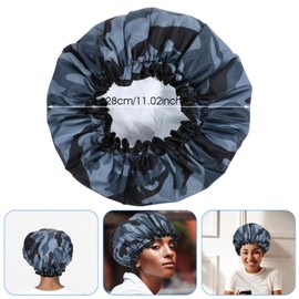 Oruola Double Layer Shower Cap for Women,Camouflage Design,Waterproof and Reusable Plastic Shower Caps for Long,Short and Curly Hair,Premium Silky Satin Shower Caps for Hair with Ruffles Covering Ears