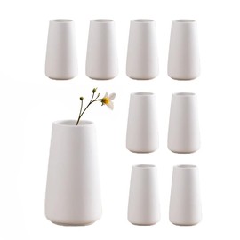 LIZOFER Modern White Small Ceramic Vase Set of 9 for Living Room Bedroom 5.9'' Minimalist Fresh Flower Vases for Home Decor Office Fireplace Centerpieces Nordic Style Gift for Fake Plant 9 Pack