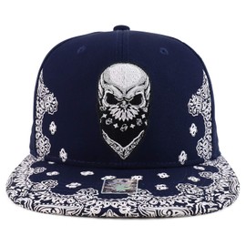 Trendy Apparel Shop - Bandana bordada con estampado de cachemira, Marino, Talla única