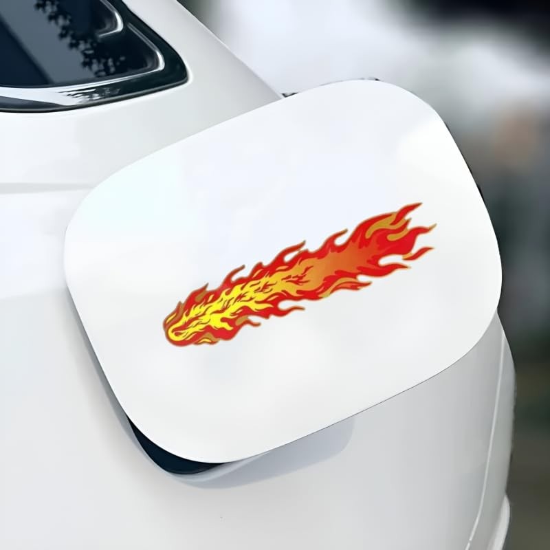 Flame Car Sticker, Red and Yellow Fire Design, Waterproof Vinyl,