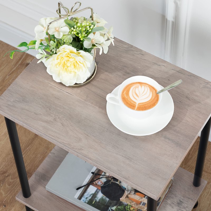 HOOBRO End Table, Small Side Table, Nightstand with 2-Layer Storage