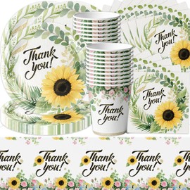 61Stk Thanksgiving Party Geschirr Set, Thanksgiving Party Dekoration Zubehör, Floral Dekorationen, Themed Geschirr enthält Teller Tassen Papierservietten Tischtücher