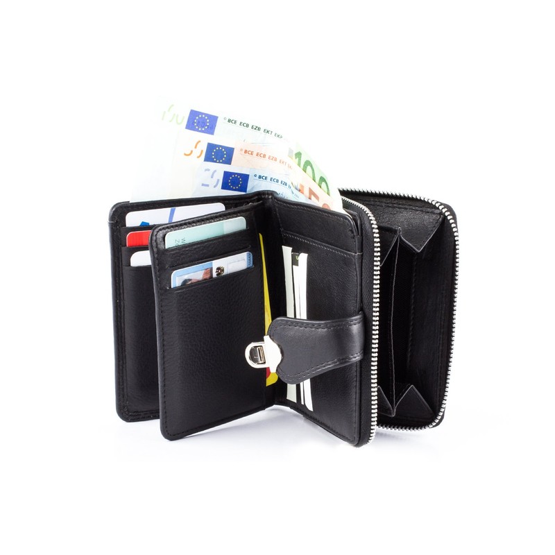 Greenburry Spongy Wallet Leather 9 cm Black