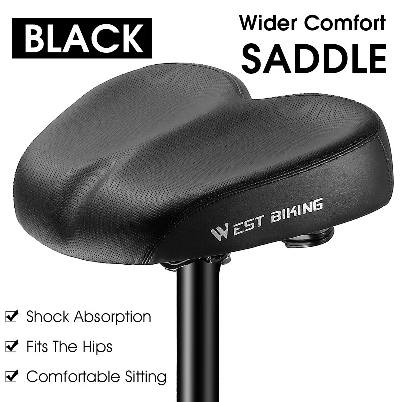 Wide Comfort Bike Saddle for Commuting – Dual Shock Absorption