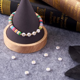 Cheriswelry 50g/360pcs Flat Round Letter Alphabet Beads with Gold Letter O Acrylic Disc Coin Pony Bead Spacers for Jewelry Kandi Bracelet Necklace Keychain Making 7mm