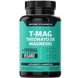 T-MAG L-Treonato Magnesio | Magnesio y Acerola | Alta absorción con Piperina al 95% | Sin Azúcar - Suplemento Alimenticio Vegano Beyond Vitamins - Ing