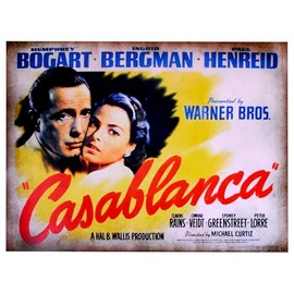 KUSTOM ART Poster Series Film Celebrities Casablanca Michael Curtiz Ingrid Bergman Humphrey Bogart Vintage Print on Coated Paper 40x30cm