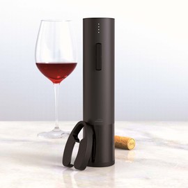 Lacor - 63056 - Black Luxe Electric Corkscrew, Stainless Steel, Automatic Wine Opener, Elegant, Modern and Ergonomic, Lighting and LED Display, Diameter 4.8 x 22 cm, Matte Black