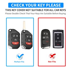 QBUC 4-Key Silver Edged Key Fob Cover with Leather Keychain for Jeep, Premium TPU Case for Wrangler, Gladiator, JLU, JL, Rubicon, JT (Purple)